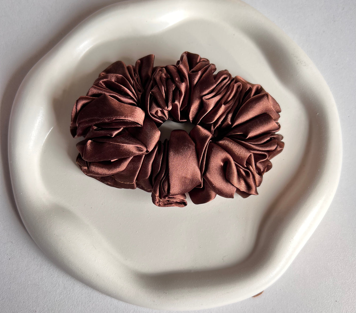 Soft Touch Elegance Satin Scrunchies - Brown