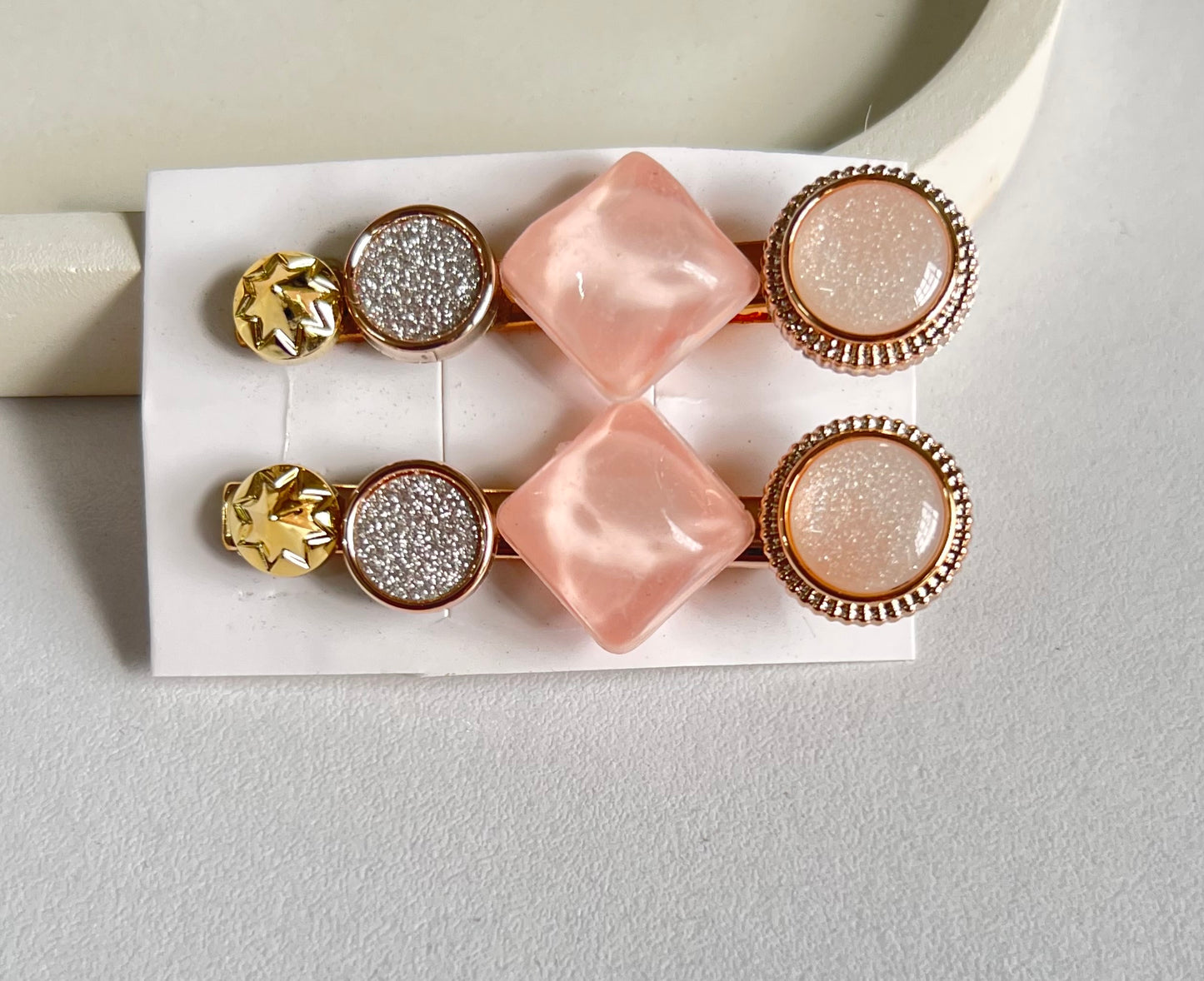 Korean Style Coral Haze Hair Clips ( 2 Pieces)