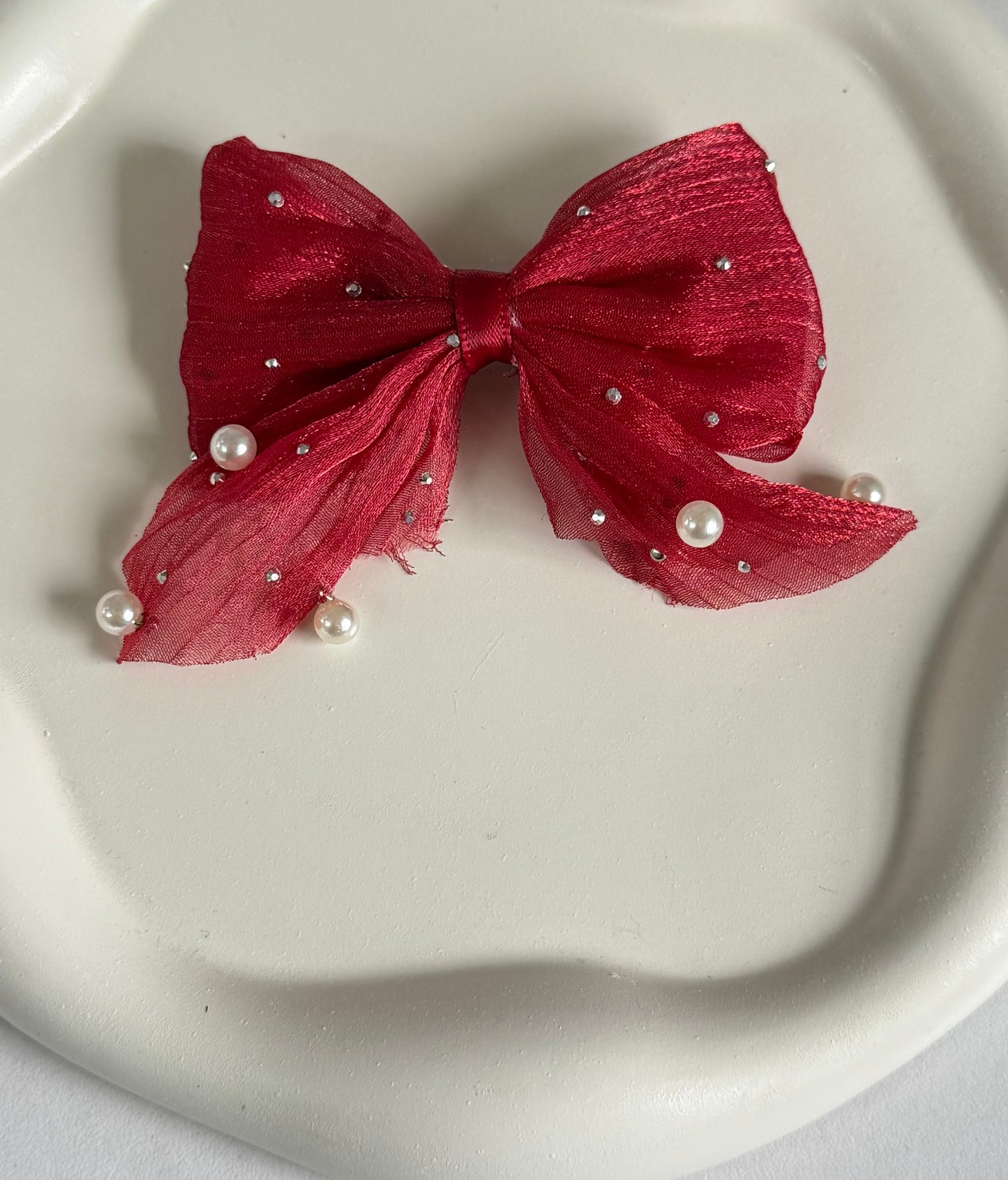 Pretty Bow Hair Clip - Maroon