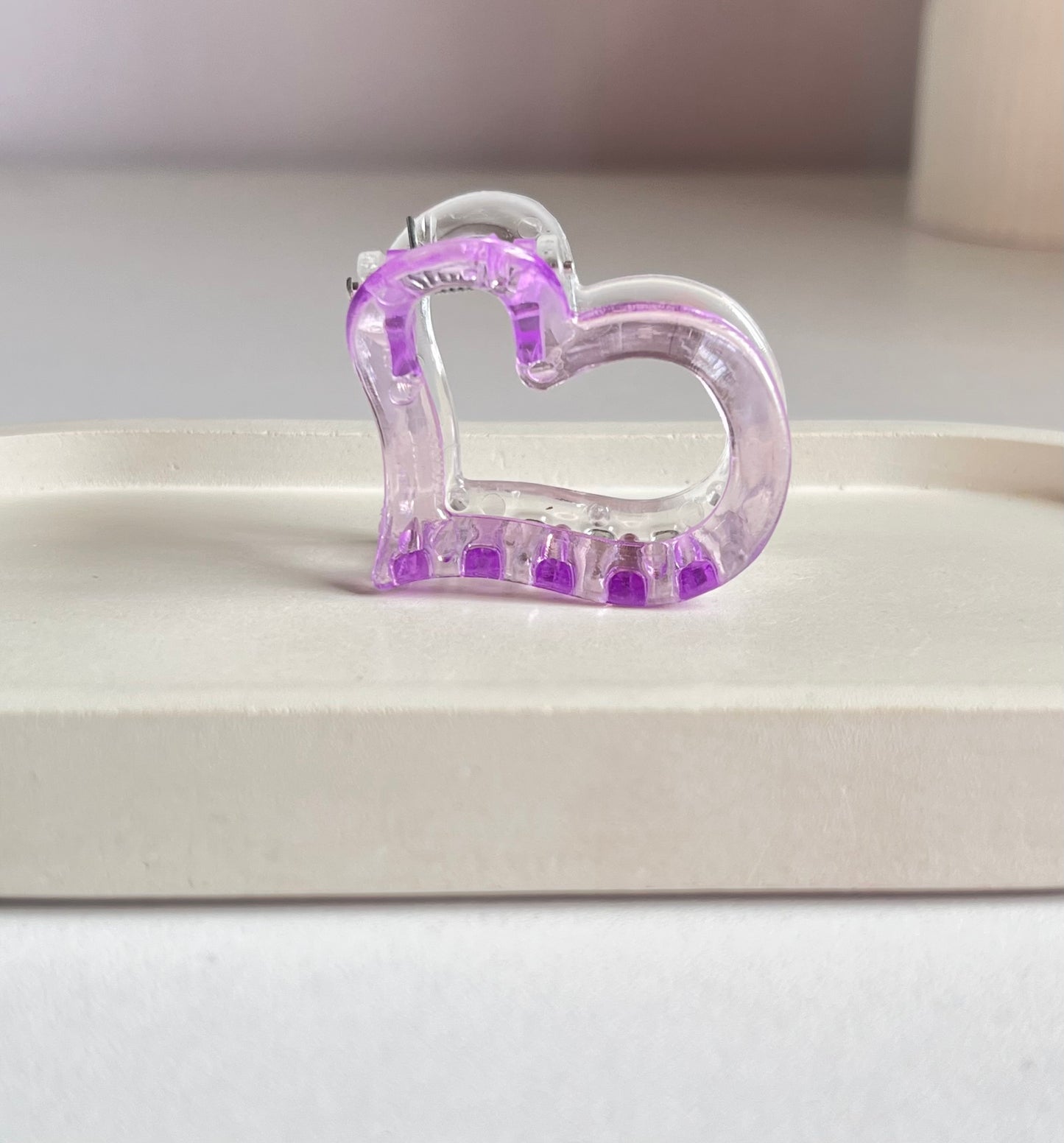 Half & Half Glow Heart Clip ( 2 Pieces) - Purple & Light Orange