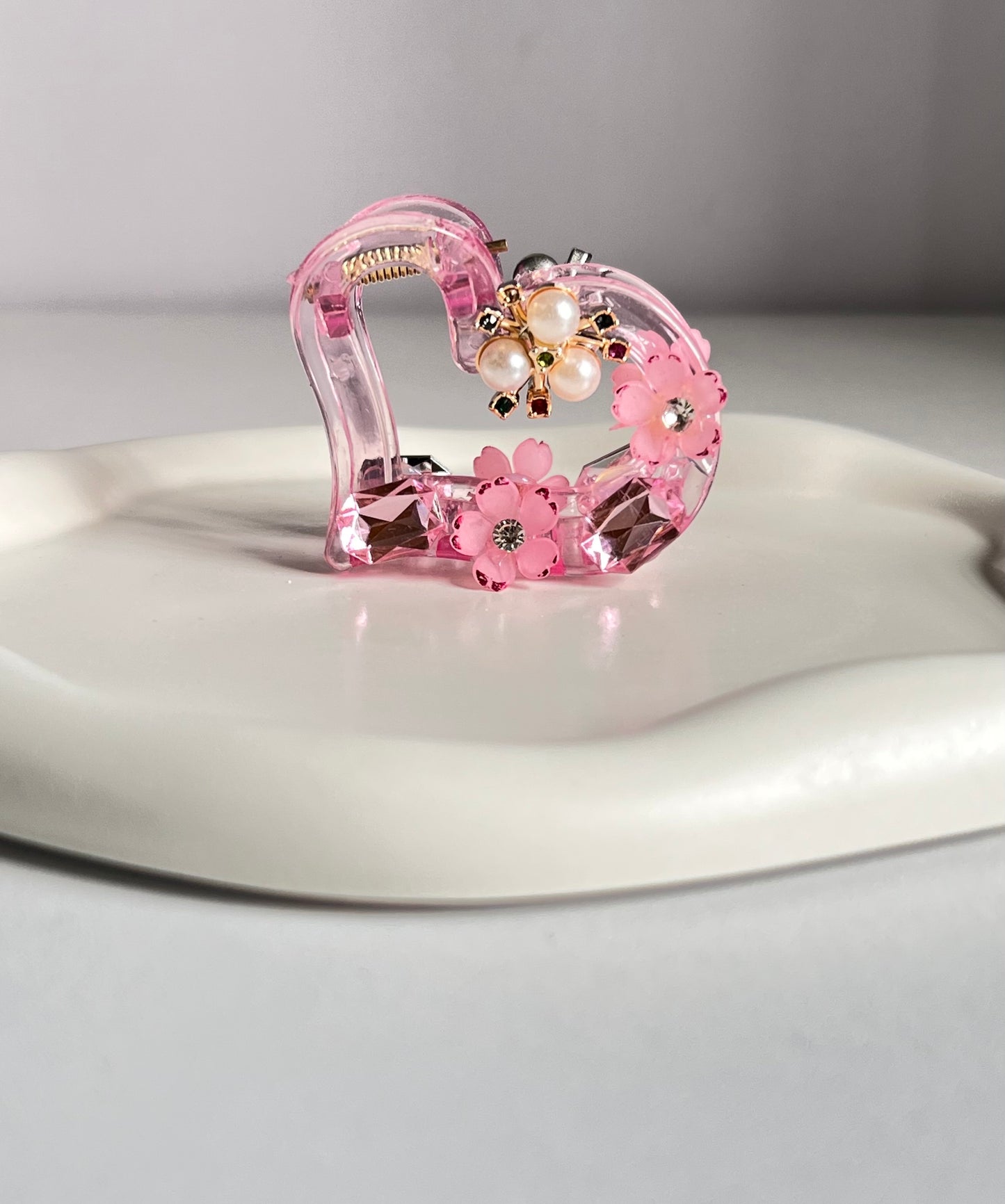 Eternal Bloom Heart Claw Clip - Pink