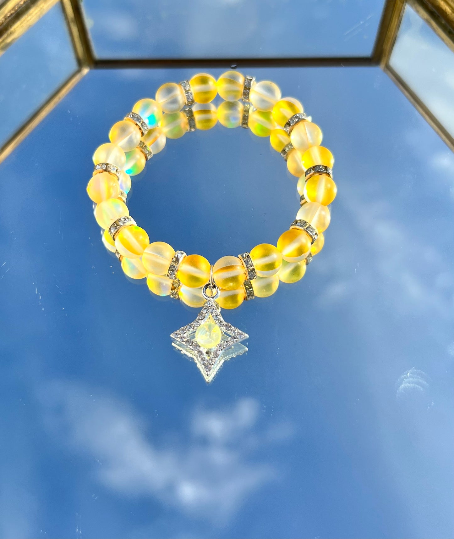 Aesthetic Yellow Star Aura Beads Bracelet