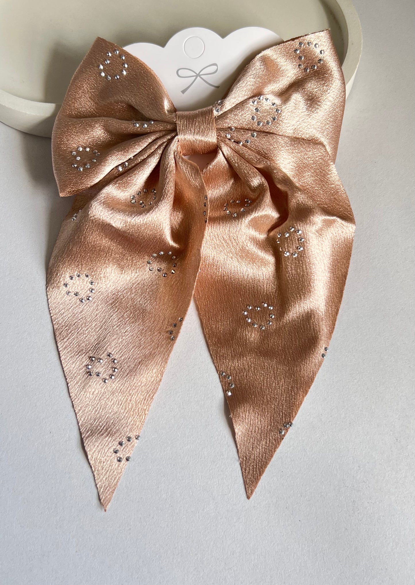 Celestial Satin Bow Hair Clip - Beige