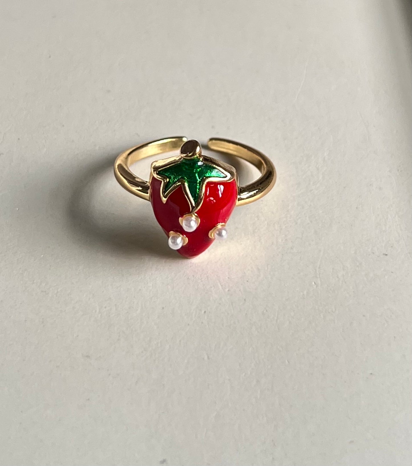 Strawberry Glaze Ring - Anti-Tarnish & Adjustable
