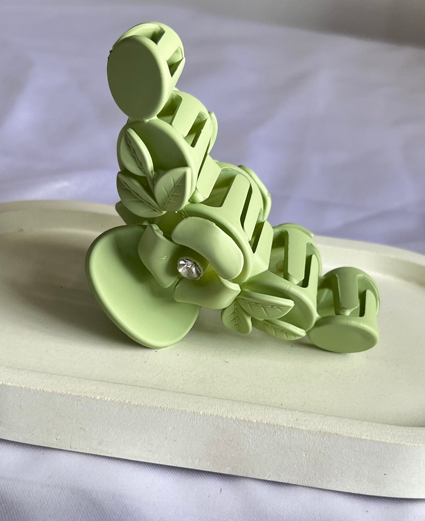 Floral Whisper Claw Clip - Light Green