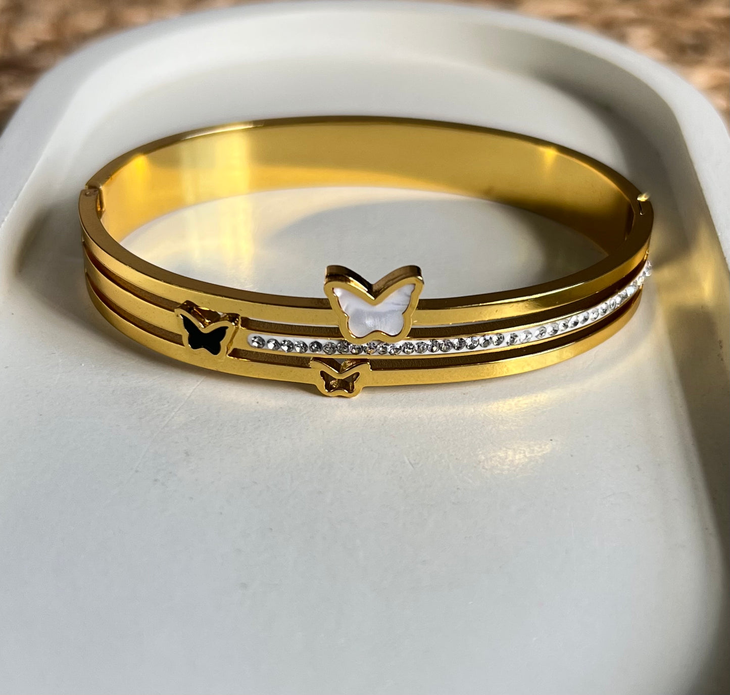 Golden Trio Butterfly Anti-Tarnish Kada