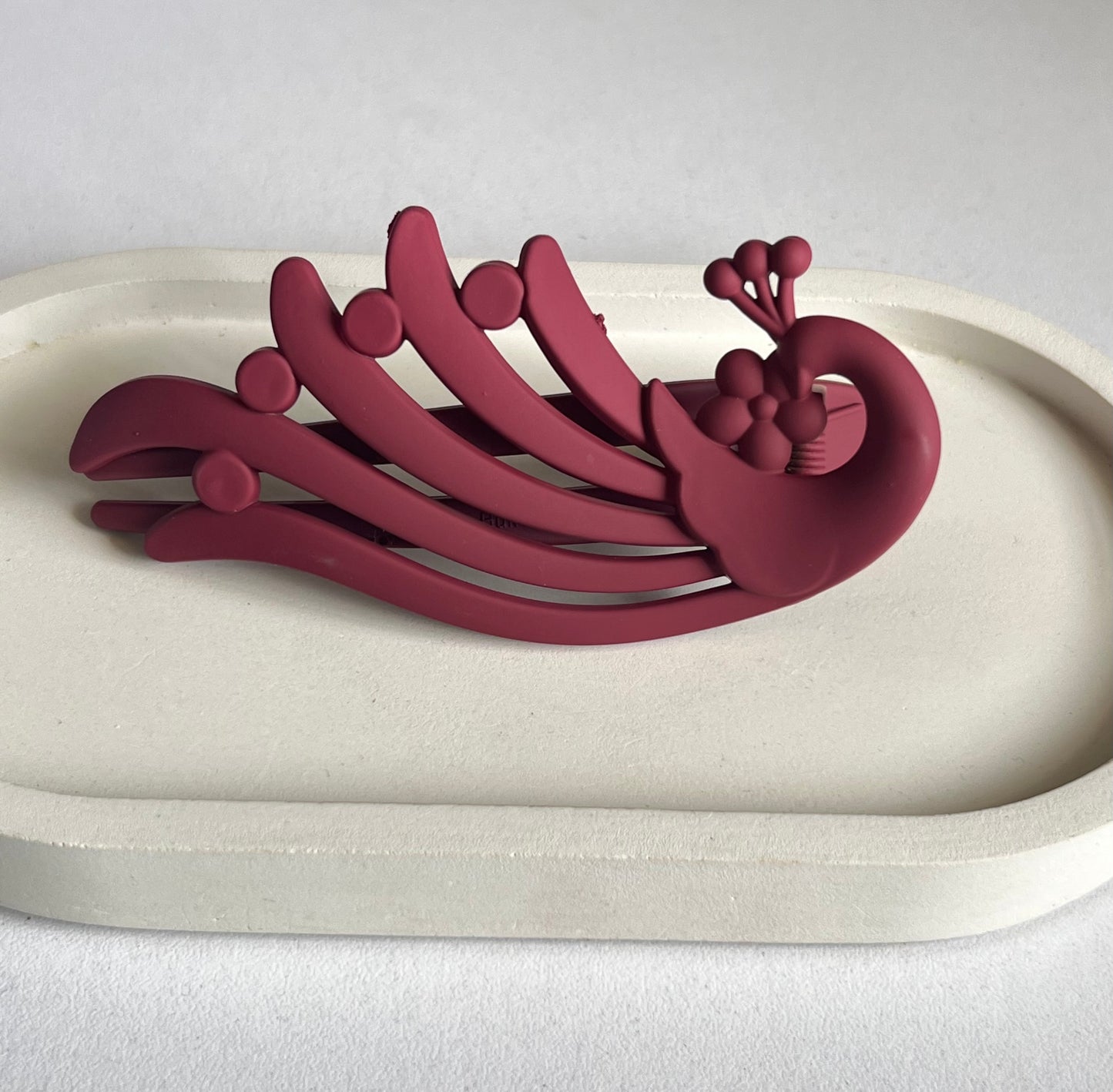 Peacock Elegance Hair Clip - Maroon