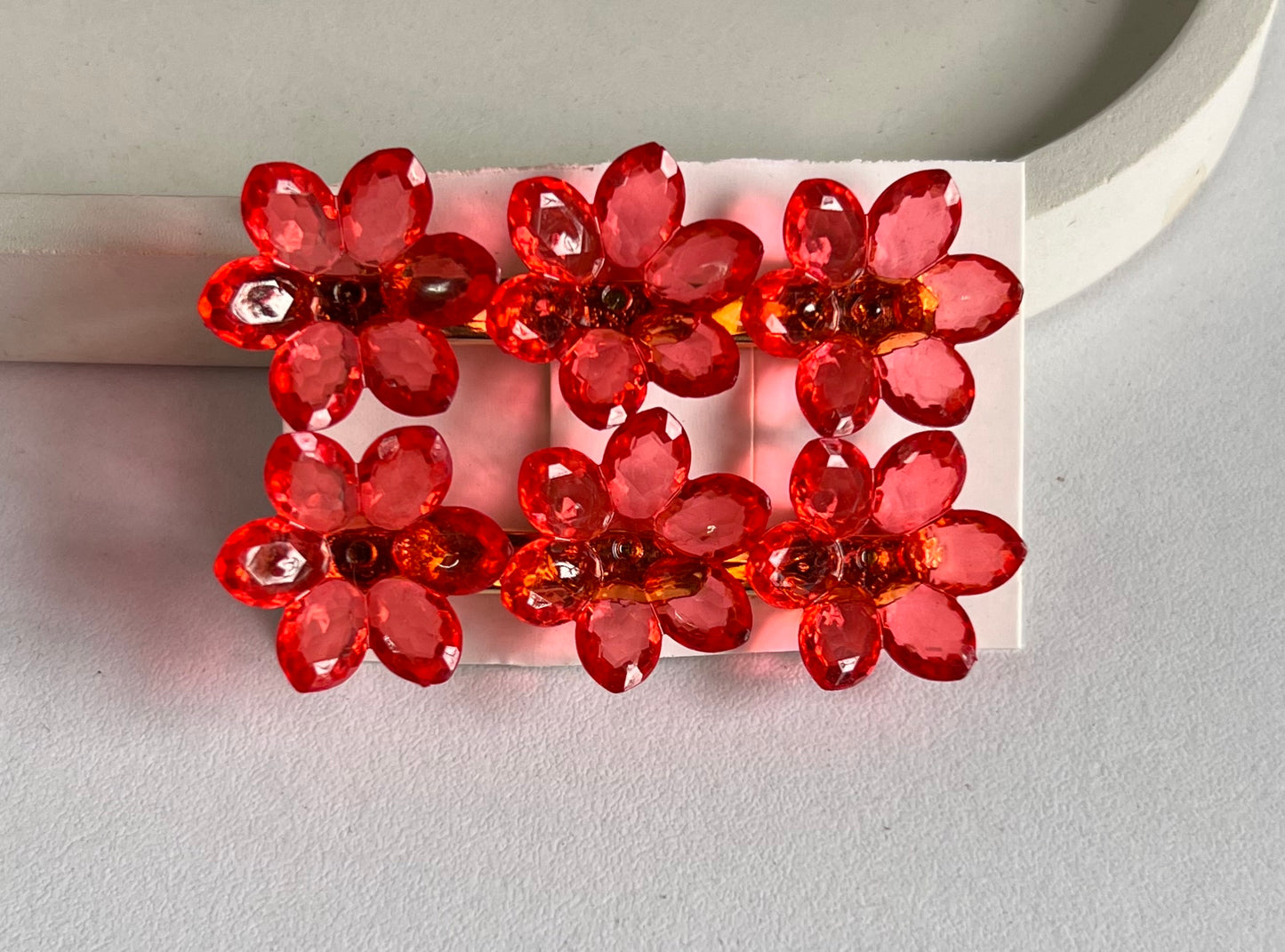 Korean Style Glossy Petal Clips ( 2 Pieces) - Red