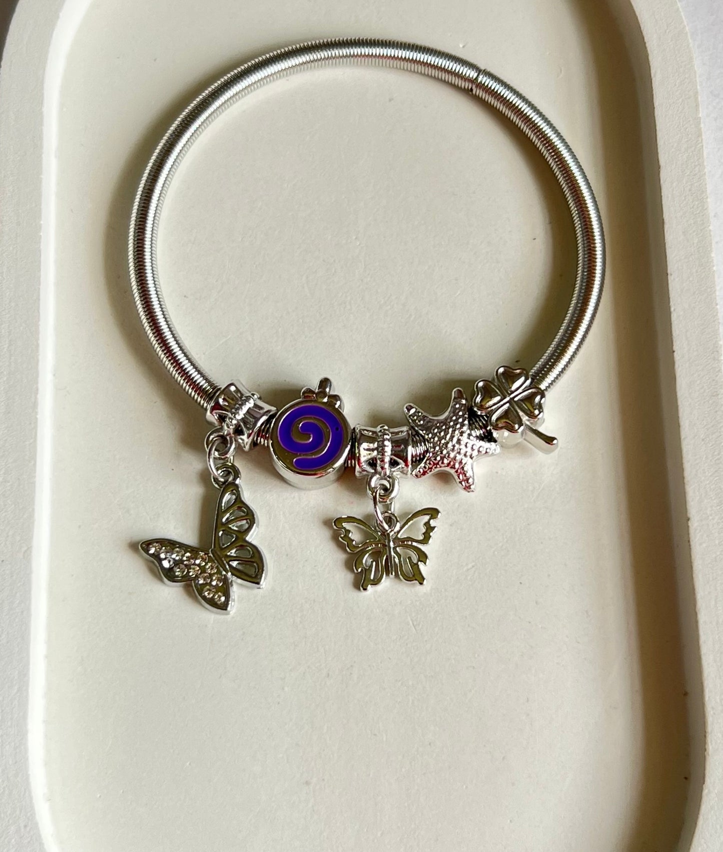 Purple Magic Pandora Style Charm Bracelet