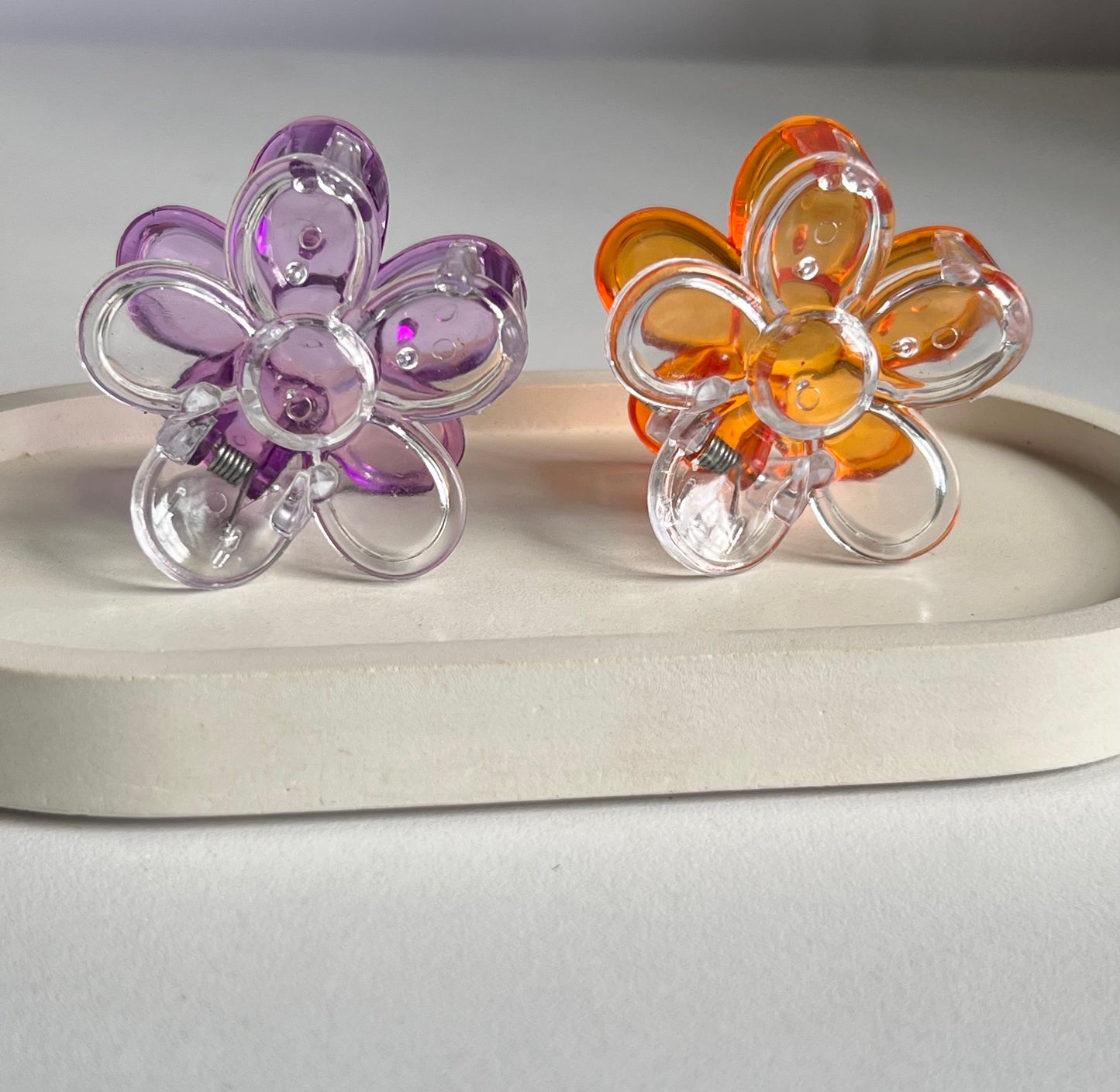 Glossy Bloom Dual- Tone Mini Claw Clip - Purple & Orange
