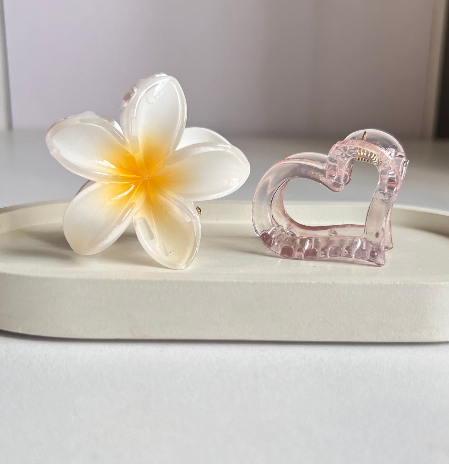 Blossom & Heart Mini Hair Clip Combo - White