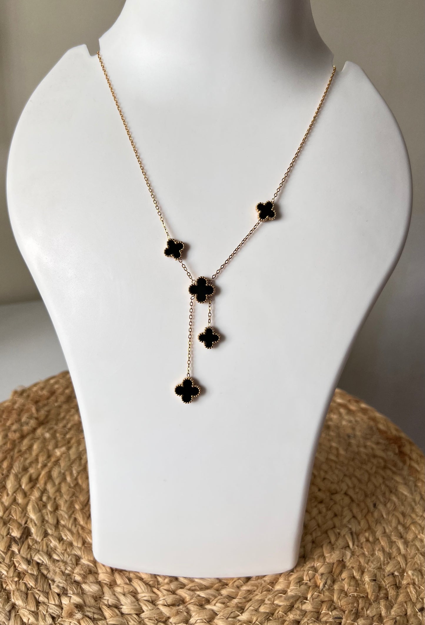 Mystic Black Clover Anti - Tarnish Neck Chain