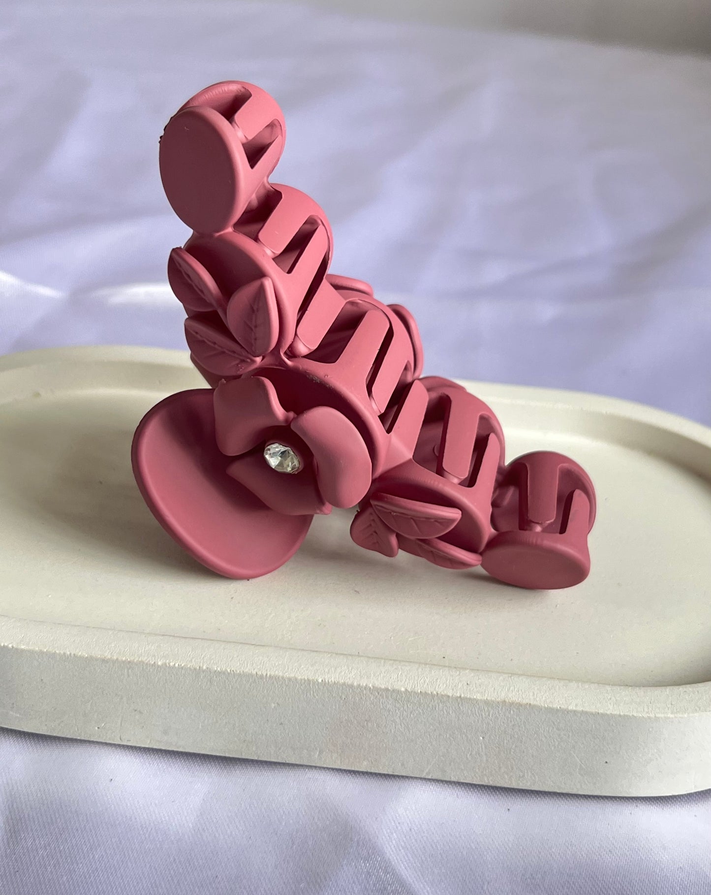 Floral Whisper Claw Clip - Dark Pink