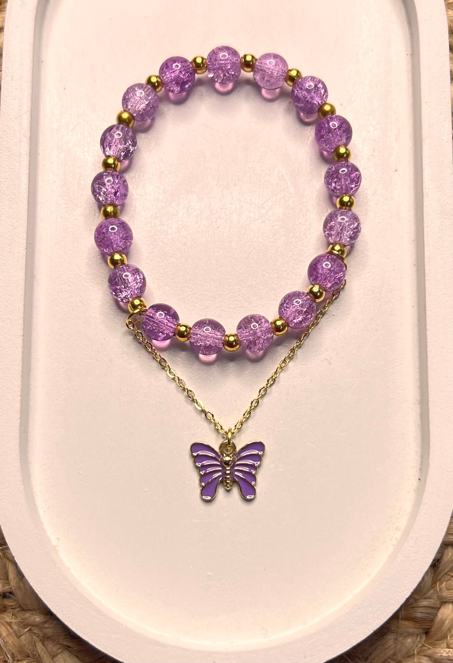 Purple Flutter Beads Bracelet
