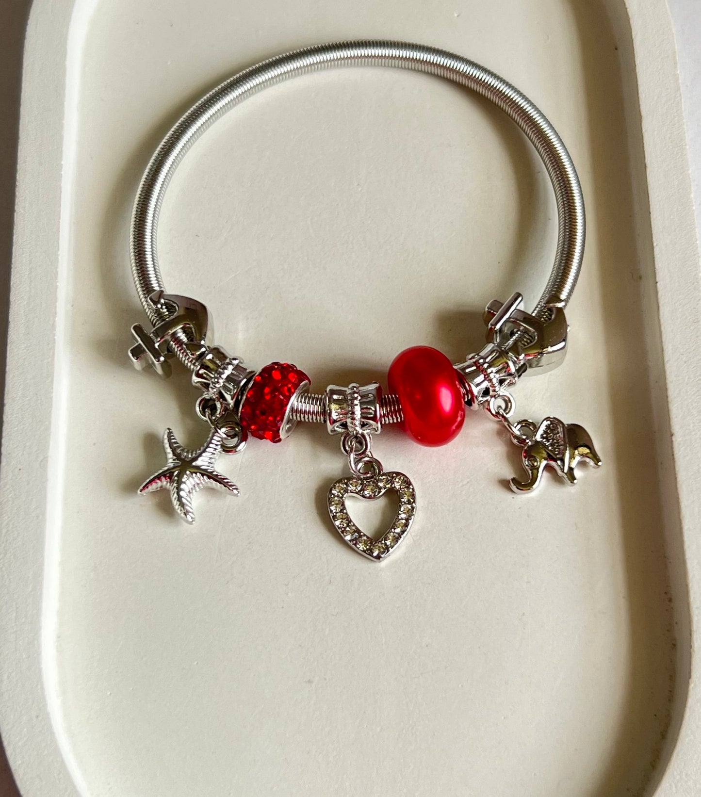 Eternal Crimson Pandora Style Charm Bracelet