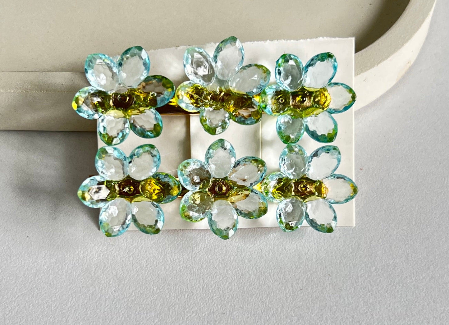 Korean Style Glossy Petal Clips ( 2 Pieces) - Teal