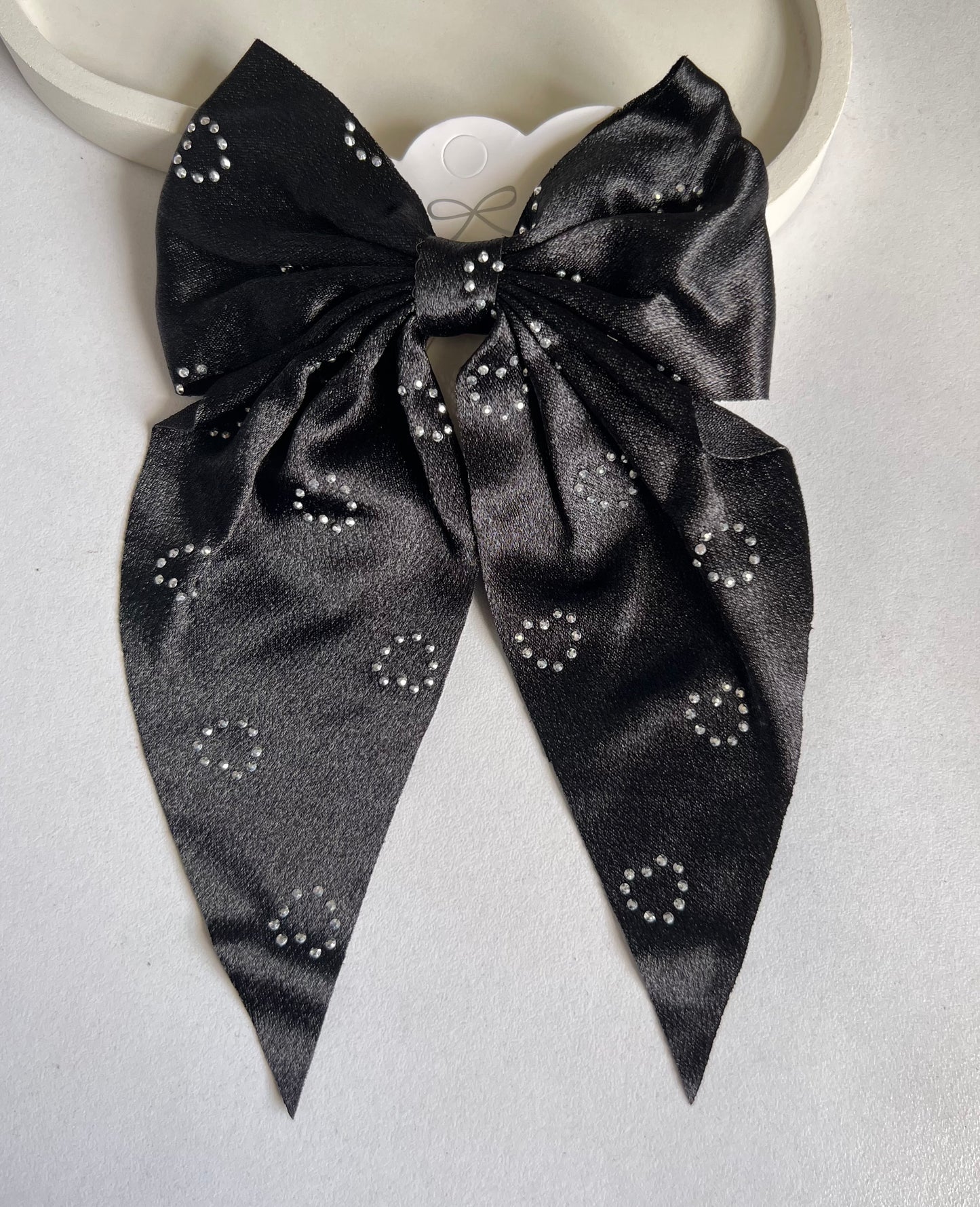 Celestial Satin Bow Hair Clip - Black