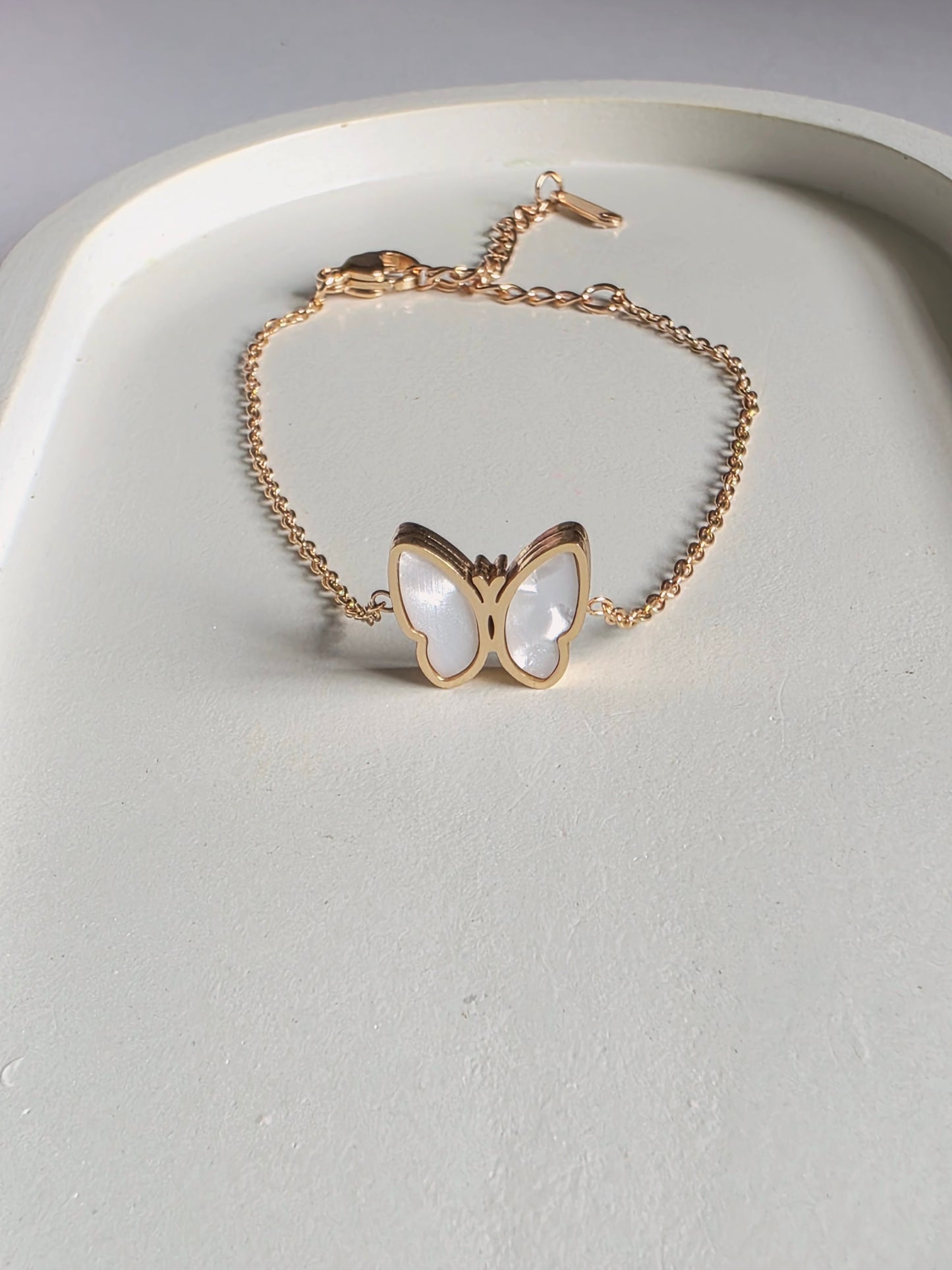 Minimalist Black & White Butterfly Bracelet- Anti Tarnish