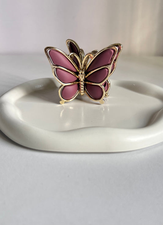Luxe Flutter Butterfly Claw Clip - Pinkish Maroon