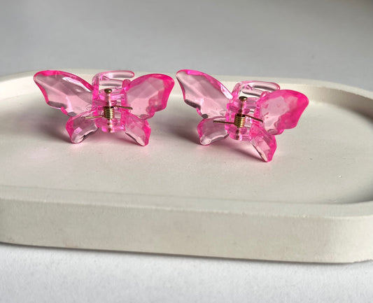 Twin Wings Mini Butterfly Hair Clips (2 Pieces) - Dark Pink