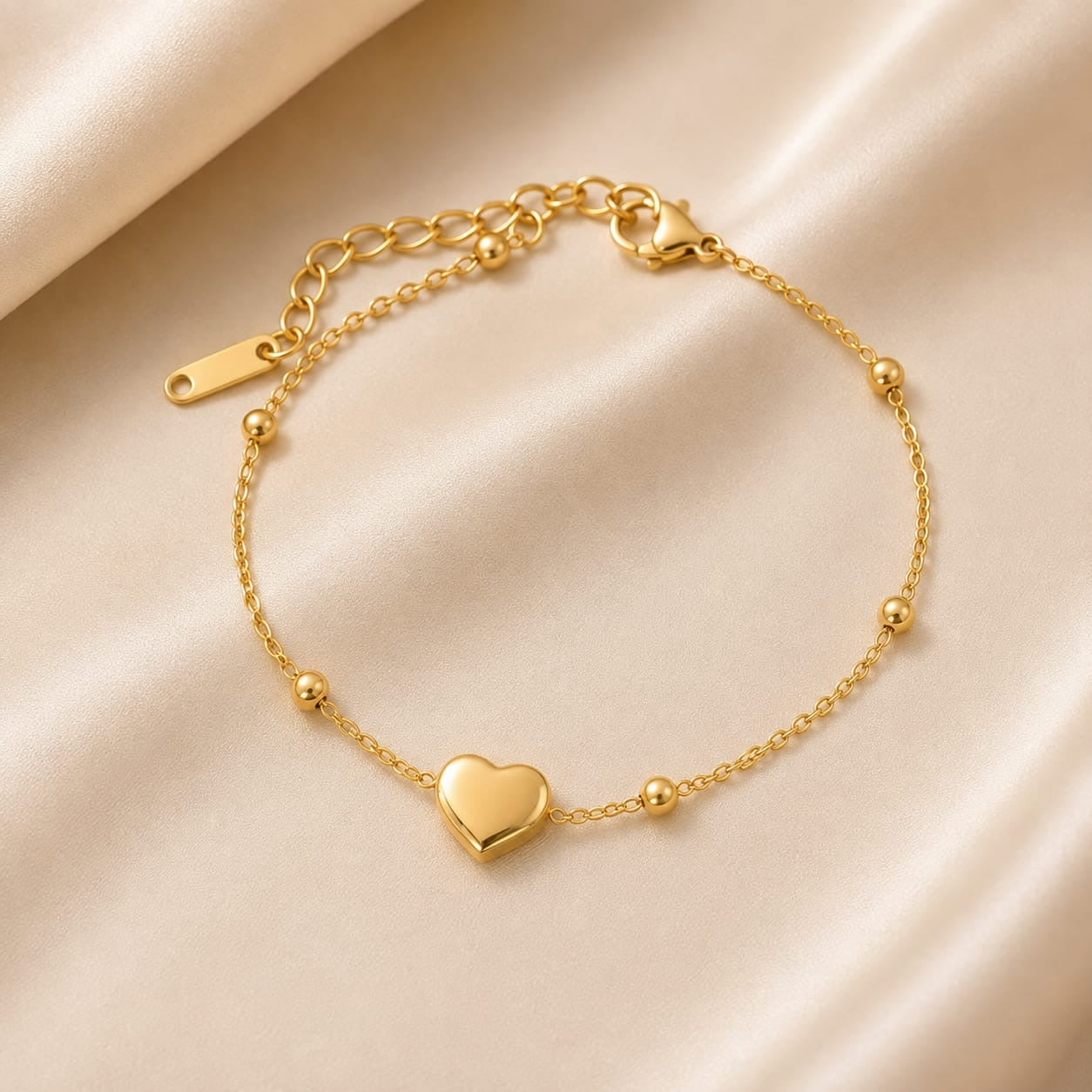 Serene Heart Minimal Anti-Tarnish Chain Bracelet