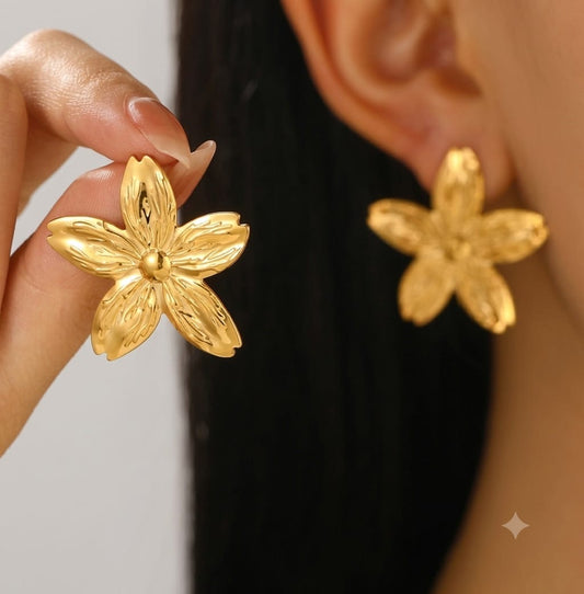 The Golden Sakura Blossom Anti Tarnish Earrings