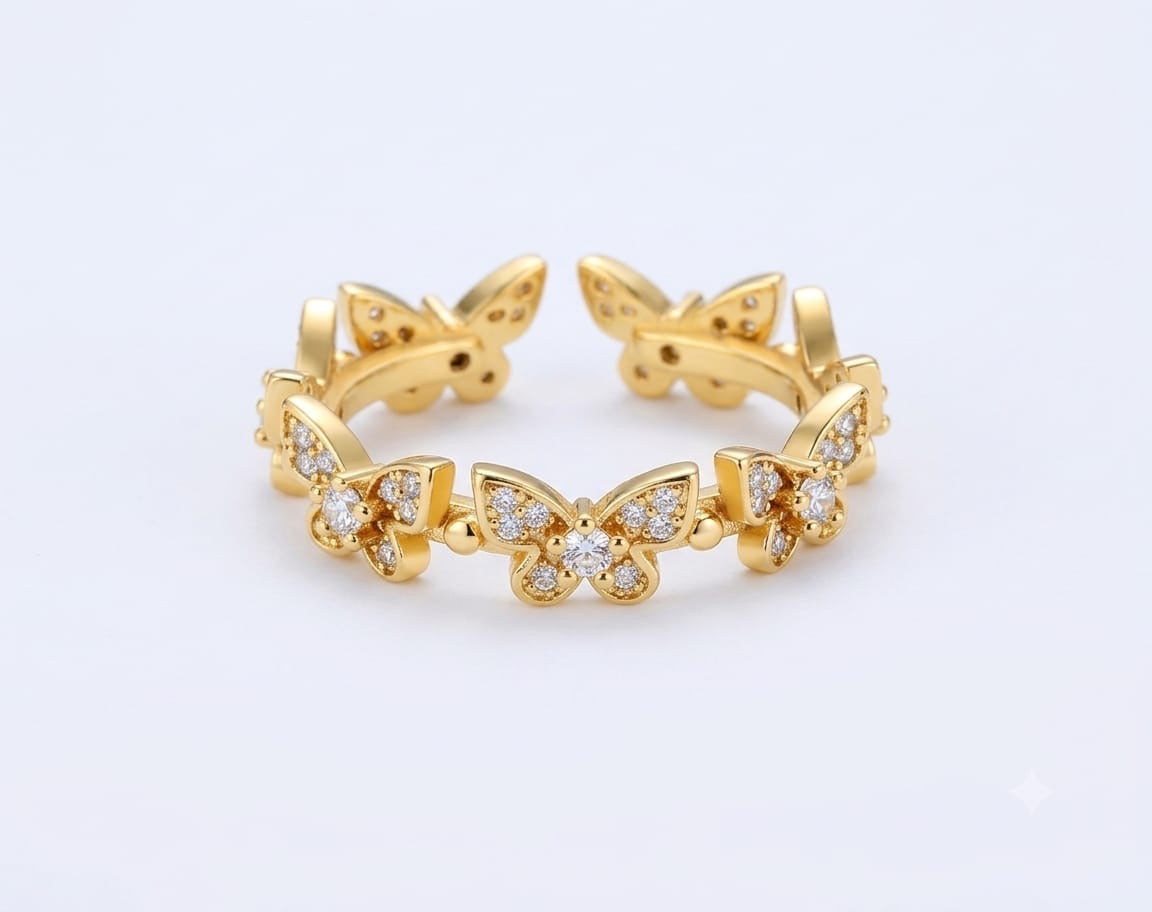 Dainty Fluttering Butterfly Anti Tarnish Adjustable Ring