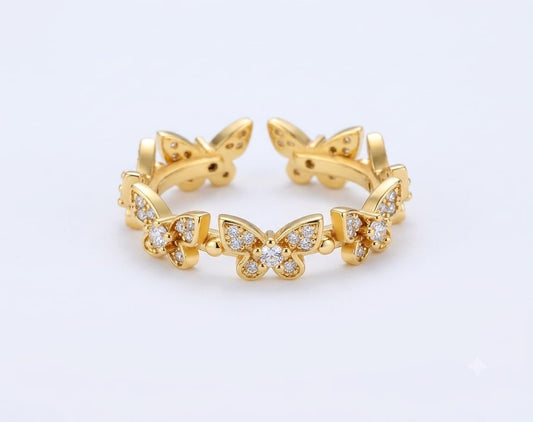Dainty Fluttering Butterfly Anti Tarnish Adjustable Ring