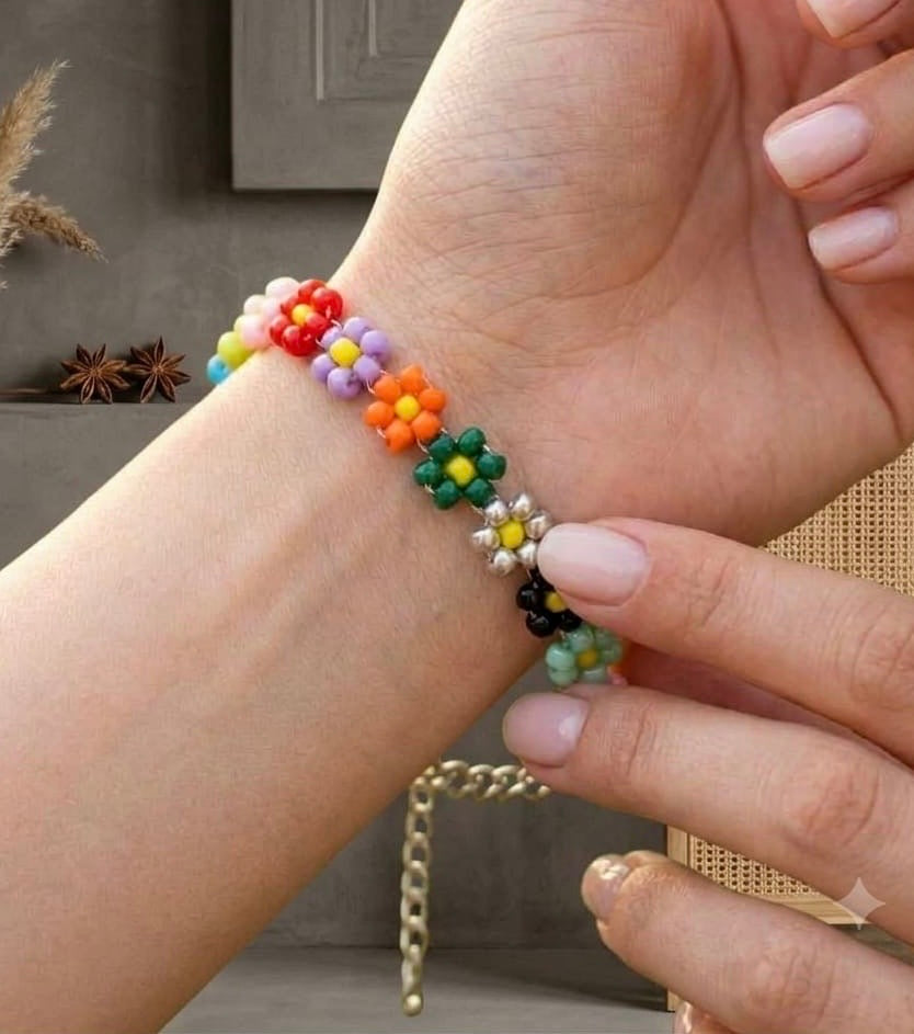 Blooming Vibes Beaded Flower Bracelet