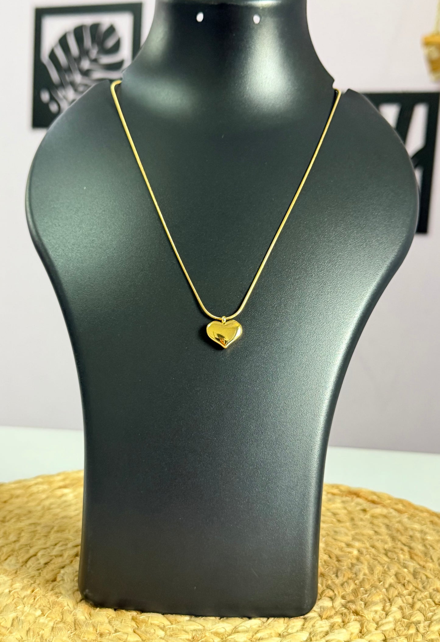 Dainty Puffy Heart Anti Tarnish Neck Chain