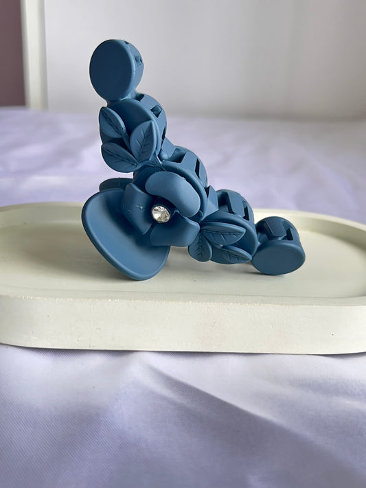 Floral Whisper Claw Clip - Dark Blue