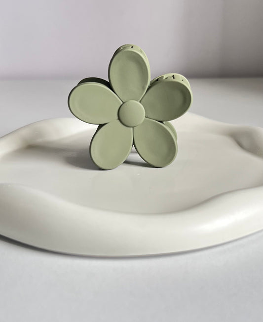 Bloom Flower Claw Clip Medium- Olive Green