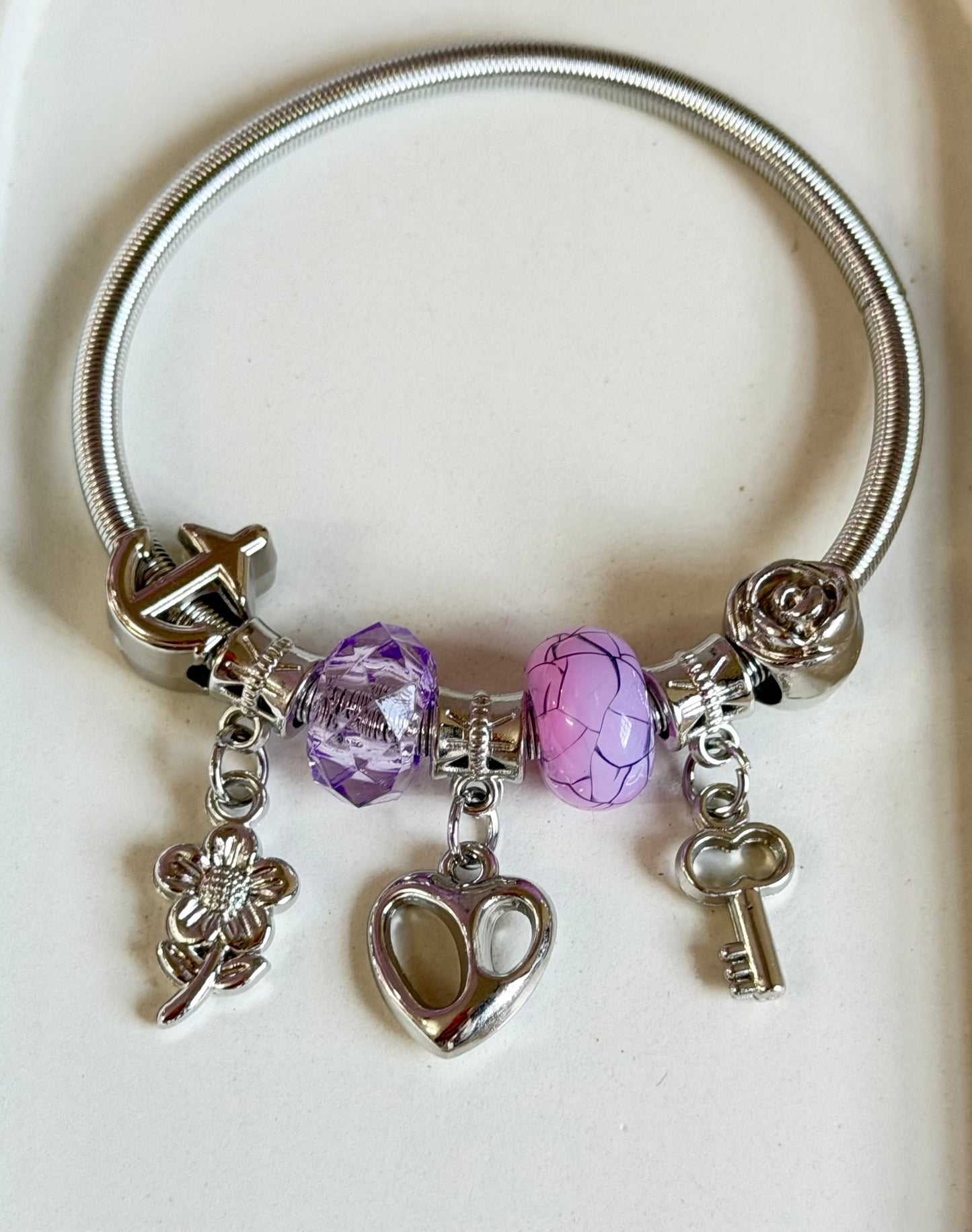 Orchid Oasis Pandora Style Charm Bracelet