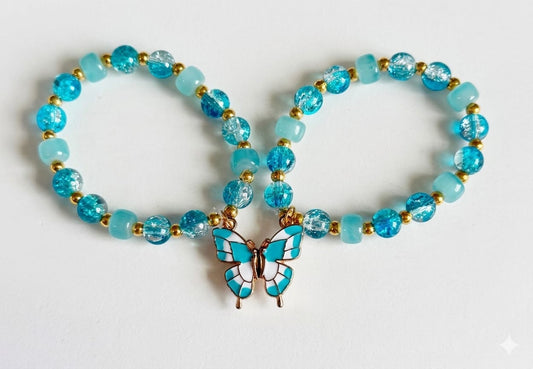 Fly Together Blue Magnetic Butterfly Matching Best Friend Bracelets ( Pack of 2)