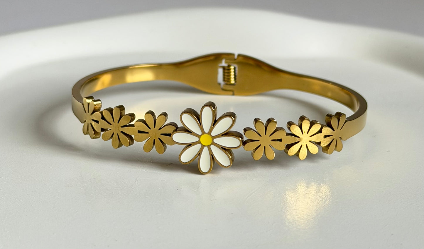 Dainty Daisy Anti Tarnish Kada Bracelet - Regular Size