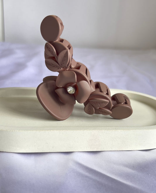 Floral Whisper Claw Clip - Brown