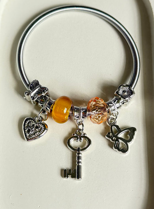 Honey & Heart Pandora Style Charm Bracelet