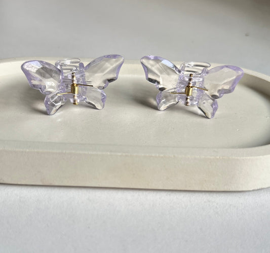 Twin Wings Mini Butterfly Hair Clips (2 Pieces) - Clear Violet