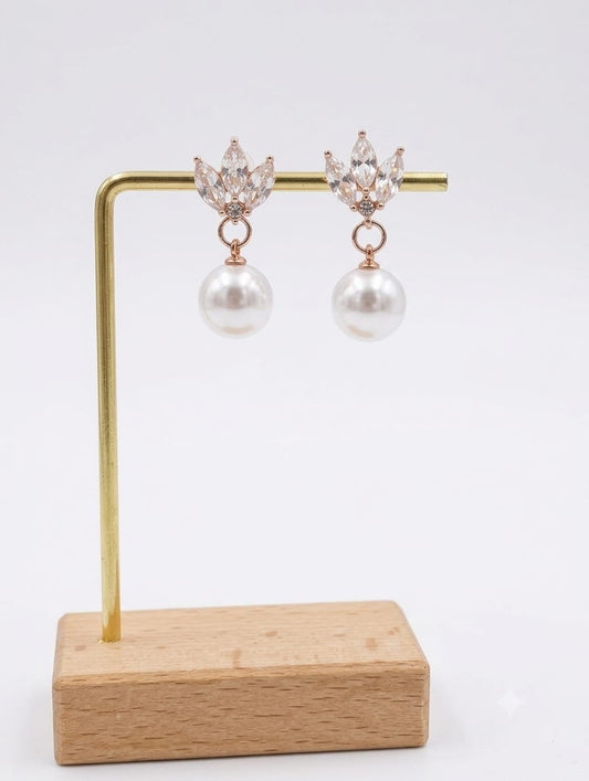 Glided Lotus & Pearl Statement Earrings