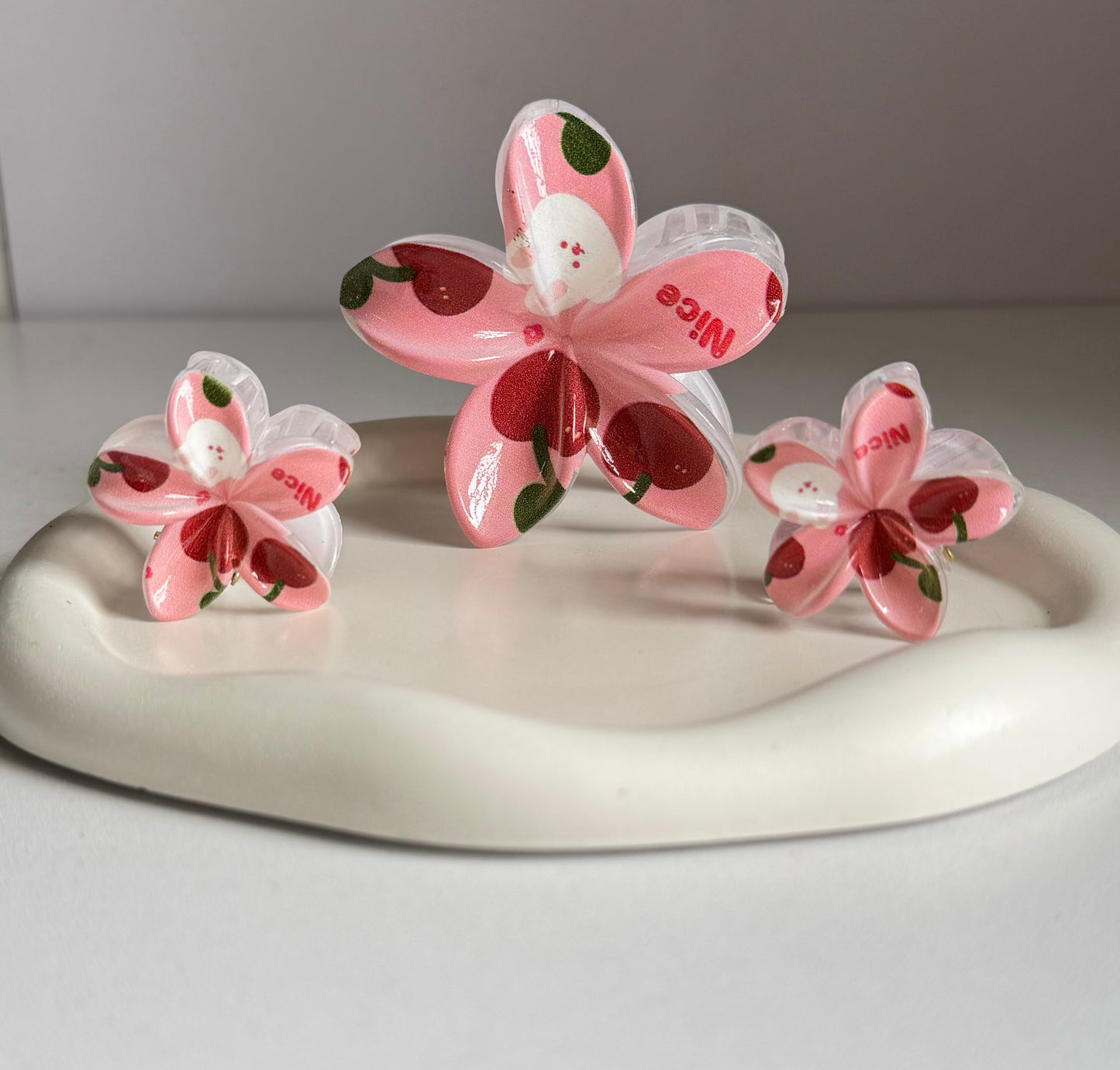Pinteresty Flora Lock Combo Claw Clips - Cherry Pink