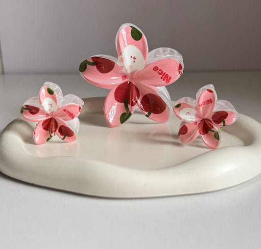 Pinteresty Flora Lock Combo Claw Clips - Cherry Pink