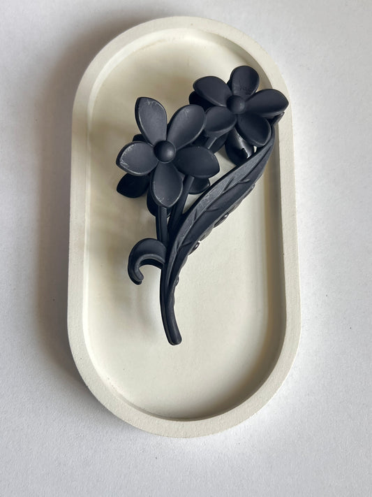 Floral Duo Hair Clip - Black