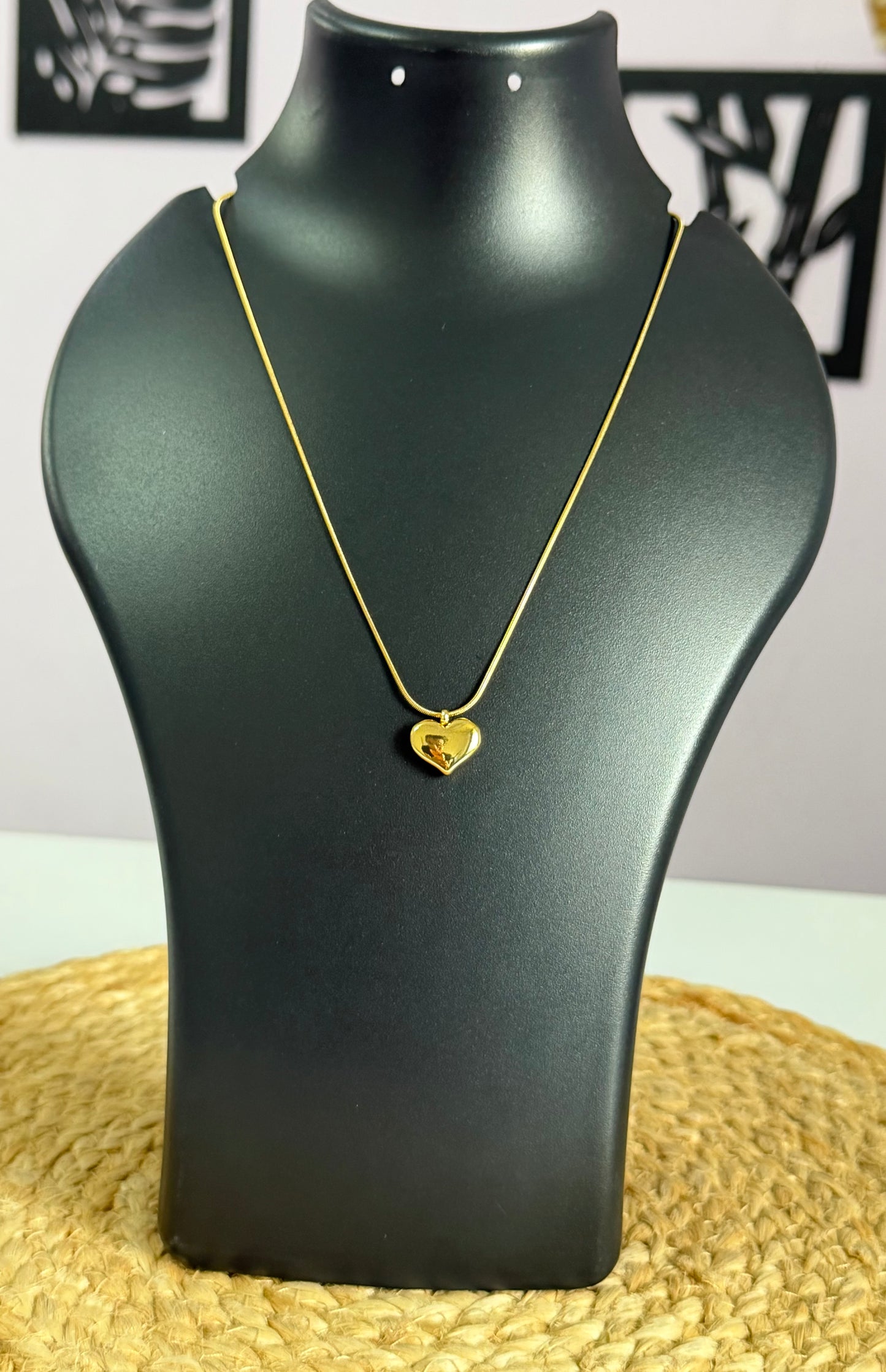Dainty Puffy Heart Anti Tarnish Neck Chain