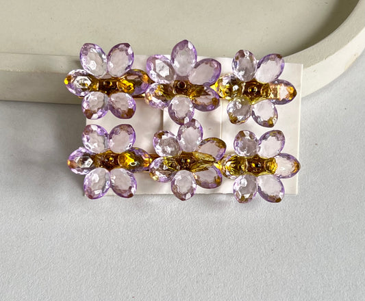 Korean Style Glossy Petal Clips ( 2 Pieces) - Purple