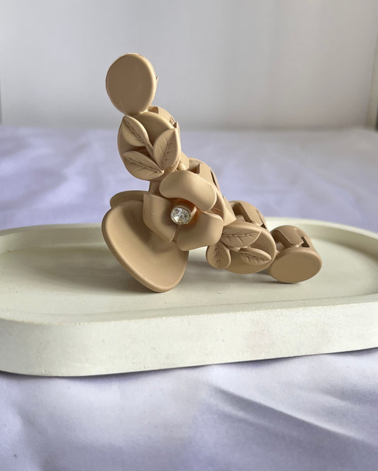 Floral Whisper Claw Clip - Beige