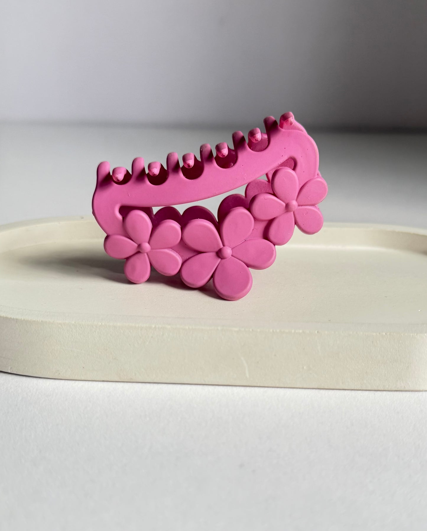 Triple Bloom Claw Clip - Mauve Pink