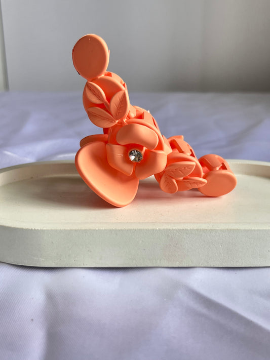 Floral Whisper Claw Clip - Orange