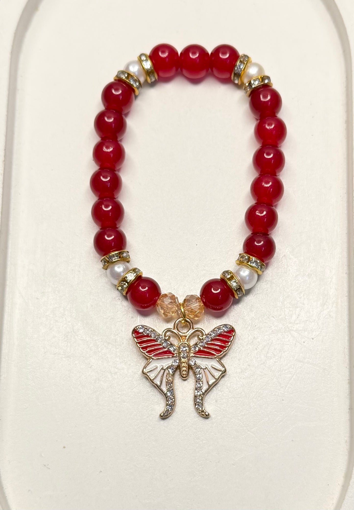 Sweet Scarlet Wings Beads Bracelet