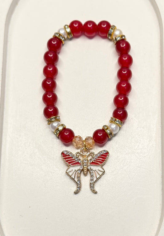 Sweet Scarlet Wings Beads Bracelet