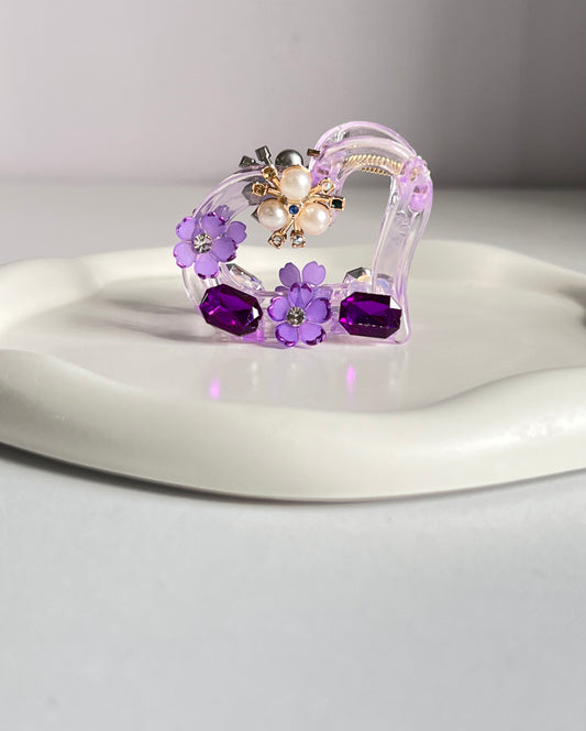 Eternal Bloom Heart Claw Clip - Purple